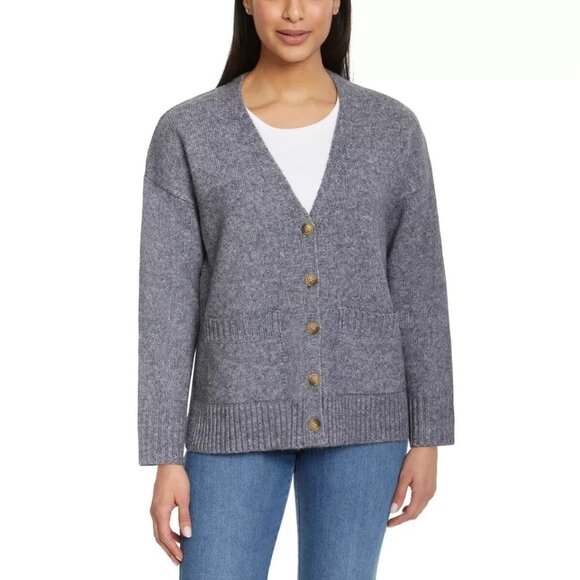Ella Moss M Button Front Knit Cardigan Long Sleeve Patch Pockets Grannycore Top - Picture 5 of 8